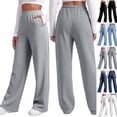 thumbnail image 1 of Sweatpants Women Wide Leg Baggy Running Sweat Pants Lounge Pants Cozy Soft Breathable Athletic Joggers with Pockets Gray M, 1 of 5