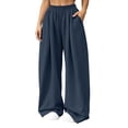 thumbnail image 1 of Sweatpants for Women Wide Leg Sweatpants Fall Fashion Casual Comfortable Solid Elastic Waist Pants with Pocket Casual Soft Loose Sweatpants Lounge Pants, 1 of 9