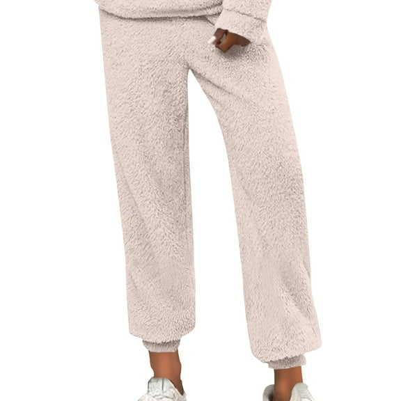 Sweatpants Women Winter Comfort Warm Pajama Pants Plush Casual Pants Soft Polyester Fabric Loose Fit For Lounging L High Pull Pants