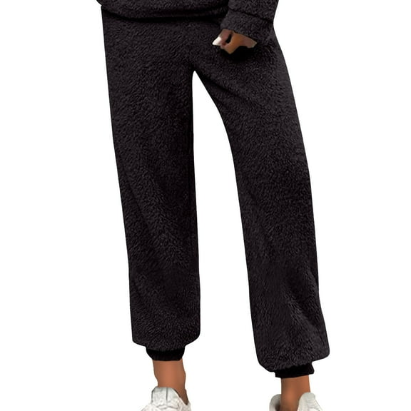 Sweatpants Women Winter Comfort Warm Pajama Pants Plush Casual Pants Soft Polyester Fabric Loose Fit For Lounging M High Pull Pants