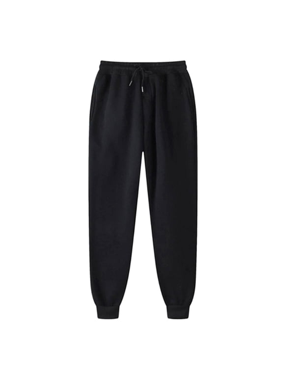 Sweatpants for Women Winter Solid Color High Waist Warm Pants Thick Lined Athletic Jogger Fleece Drawstring Lace-Up Thermal Lined Sweatpants With Pockets
