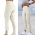 thumbnail image 1 of Sweatpants Women,Women's High Waist Yoga Pants With Stripe Elastic Waist, Knitted Rib Seamless Nude Flared Pants, Butt Lifting Leggings for Women ,Casual Slim Sports Fitness Pants, 1 of 8