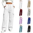 thumbnail image 1 of Sweatpants Women Zaewscy Women's Casual Solid Color Drawstring Elastic Waist Sweatpants Cuffed Side Pockets Pants White L, 1 of 7