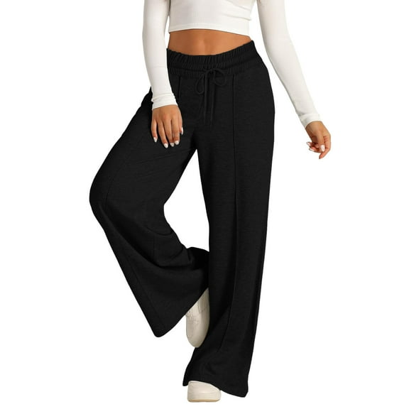 Sweatpants Women with Pockets Wide Leg High Waisted Baggy Cargo Pants Drawstring Athletic Joggers