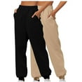 thumbnail image 1 of Sweatpants Womens 2 Pack Trousers Elastic Waist Jogging Bottoms Tapered Leg Running Sport Pants Lightweight Full Length Baggy Training Gym Joggers Pants Casual Lounge Wear, 1 of 4