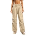 thumbnail image 1 of Sweatpants Womens Cargo Pants Wide Leg Joggers Baggy Drawstring Sweat Pants with Pockets Khaki M, 1 of 6