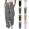 thumbnail image 1 of Sweatpants for Womens Fashion Plus Size High Waist Heart-shaped Printed Sports Loose Casual Wide Leg Drawstring Pocket Sweatpants Long Pants Clearance Under 5$!, 1 of 5