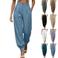 thumbnail image 1 of Sweatpants Womens Plus Size Pants Women's Bootcut Dress Pants Pockets Women’S Solid Color Casual Business Suit Pants With Pockets Blue Xl, 1 of 7