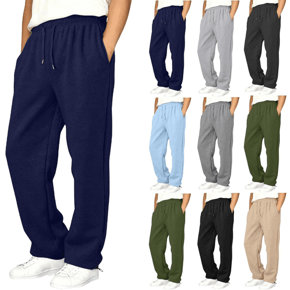Sweatpants for Boys Fall Winter Elastic Waist Sports Sweat Pants Athletic Relaxed Fit Joggers with Side Pockets
