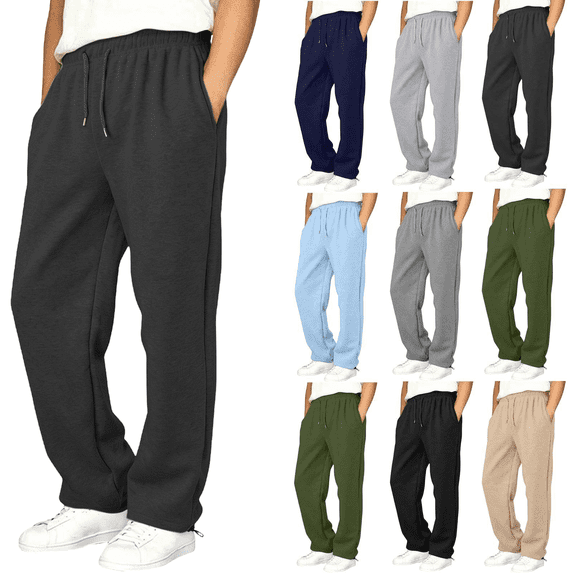 Sweatpants for Boys Fall Winter Elastic Waist Sports Sweat Pants Athletic Relaxed Fit Joggers with Side Pockets