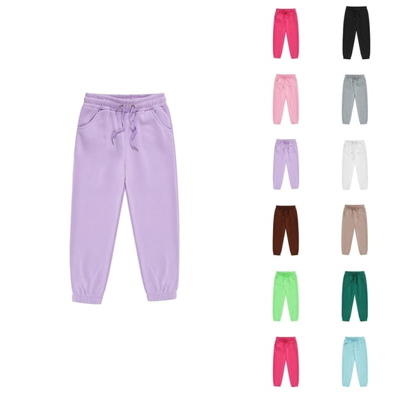 Sweatpants for Boys Girls 2026 Fashion Drawstring Elastic Waist Solid Color Joggers with Pockets Kids Sweat Pants