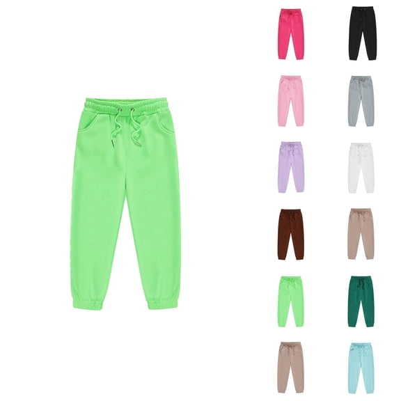 Sweatpants for Boys Girls 2026 Fashion Drawstring Elastic Waist Solid Color Joggers with Pockets Kids Sweat Pants