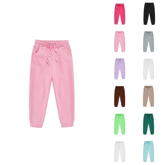 Sweatpants for Boys Girls 2026 Fashion Drawstring Elastic Waist Solid Color Joggers with Pockets Kids Sweat Pants