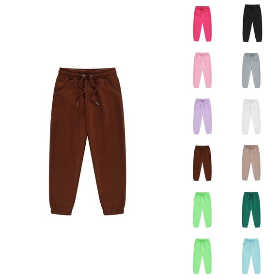 Sweatpants for Boys Girls 2026 Fashion Drawstring Elastic Waist Solid Color Joggers with Pockets Kids Sweat Pants