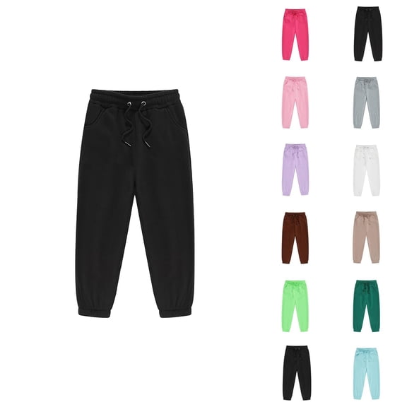 Sweatpants for Boys Girls 2026 Fashion Drawstring Elastic Waist Solid Color Joggers with Pockets Kids Sweat Pants