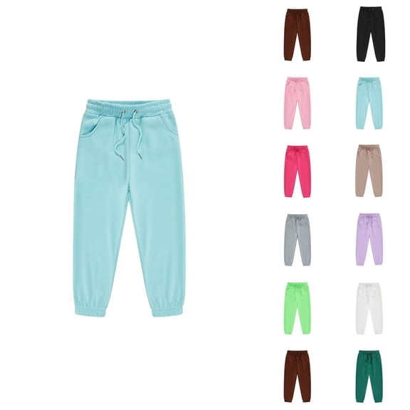 Sweatpants for Boys Girls 2026 Fashion Drawstring Elastic Waist Solid Color Jogging Pants Kids Sweat Pants with Pockets