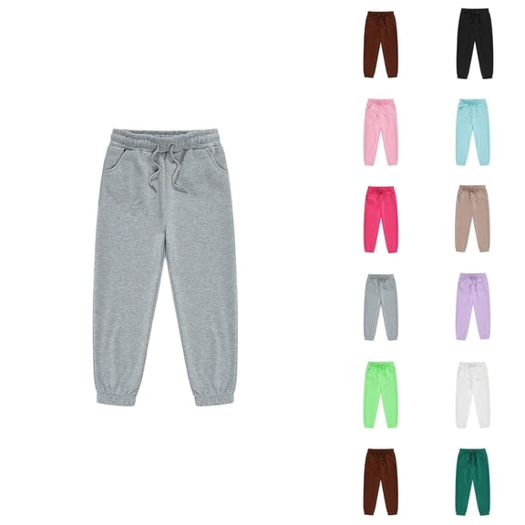 Sweatpants for Boys Girls 2026 Fashion Drawstring Elastic Waist Solid Color Jogging Pants Kids Sweat Pants with Pockets