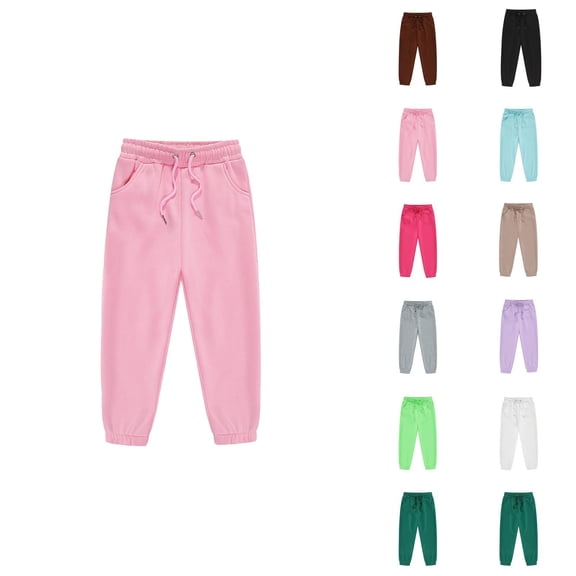 Sweatpants for Boys Girls 2026 Fashion Drawstring Elastic Waist Solid Color Jogging Pants Kids Sweat Pants with Pockets