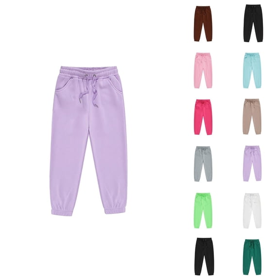 Sweatpants for Boys Girls 2026 Fashion Drawstring Elastic Waist Solid Color Jogging Pants Kids Sweat Pants with Pockets