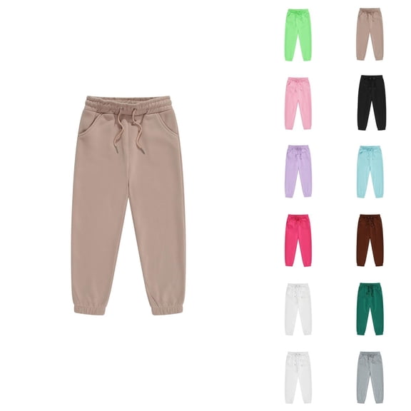 Sweatpants for Girls Boys 2025 Fashion Drawstring Elastic Waist Plain Joggers Kids Sweat Pants with Pockets