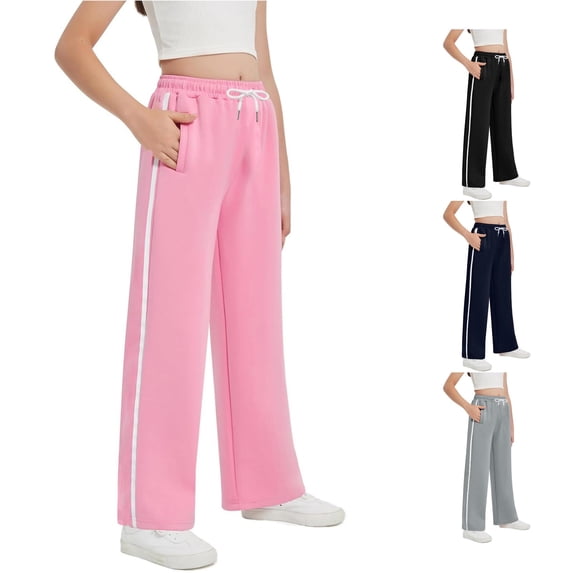 Sweatpants for Girls Pull On Tween Girl Joggers with Drawstring High Waisted Athletic Pants 13-14 Years
