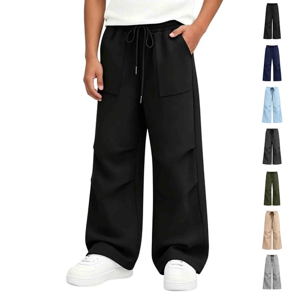 Sweatpants for Kids Elastic Waist Casual Baggy Sweatpants Boys Athletic Pants Black Sweat Pants Boys Pants 7-8 Years