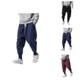 thumbnail image 1 of Sweatpants for Men 2025 Cotton Linen Drop Crotch Wide Leg Baggy Harem Pants Mens Casual Pants Trousers, 1 of 8