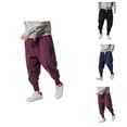 thumbnail image 1 of Sweatpants for Men 2025 Cotton Linen Drop Crotch Wide Leg Baggy Harem Pants Mens Casual Pants Trousers, 1 of 7