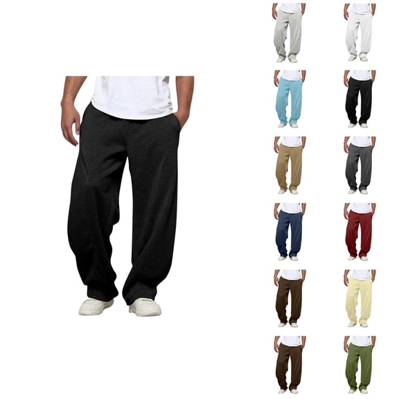 Sweatpants for Men 2025 Elastic Waist Drawstring Loose Fit Everyday Pants with Pockets Casual Trousers