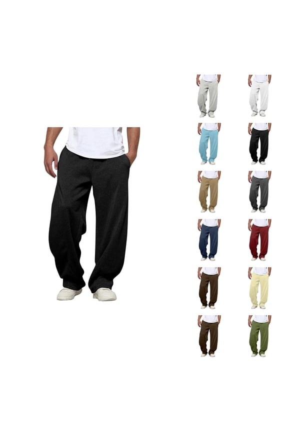 Sweatpants for Men 2025 Elastic Waist Drawstring Loose Fit Everyday Pants with Pockets Casual Trousers