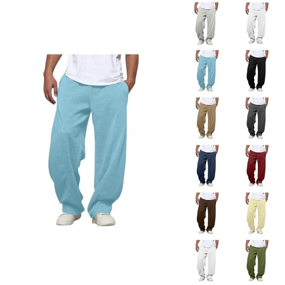 Sweatpants for Men 2025 Elastic Waist Drawstring Loose Fit Everyday Pants with Pockets Casual Trousers
