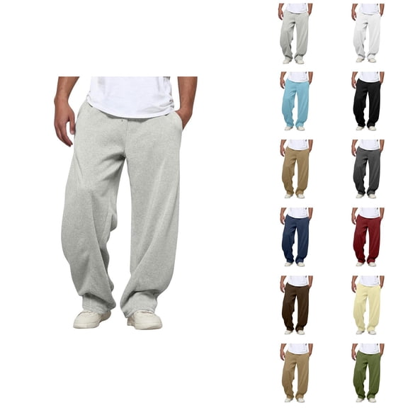 Sweatpants for Men 2025 Elastic Waist Drawstring Loose Fit Everyday Pants with Pockets Casual Trousers