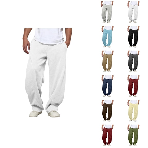 Sweatpants for Men 2025 Elastic Waist Drawstring Loose Fit Everyday Pants with Pockets Casual Trousers