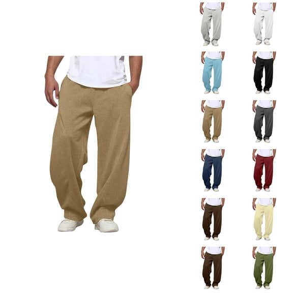 Sweatpants for Men 2025 Elastic Waist Drawstring Loose Fit Everyday Pants with Pockets Casual Trousers