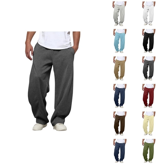 Sweatpants for Men 2025 Elastic Waist Drawstring Loose Fit Everyday Pants with Pockets Casual Trousers