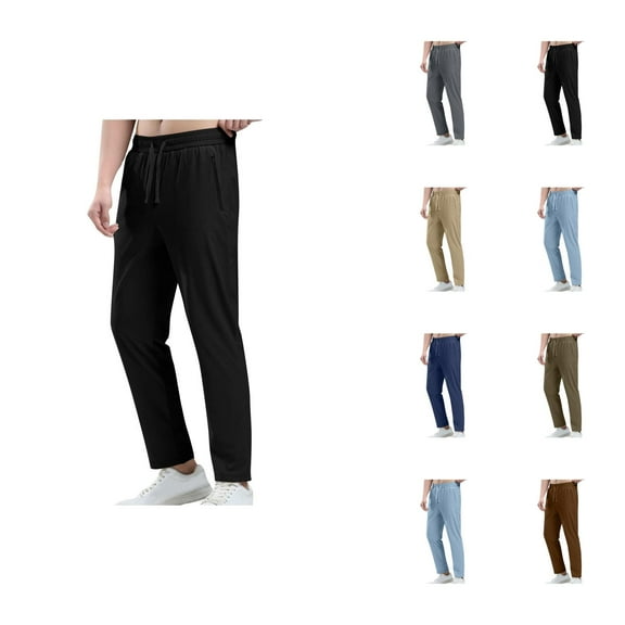 Sweatpants for Men 2025 Elastic Waist Drawstring Straight Leg Joggers with Pockets Mens Casual Pants Trousers