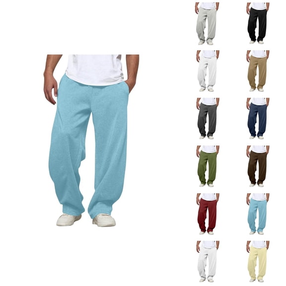 Sweatpants for Men 2025 Fall Winter Elastic Waist Drawstring Plain Baggy Casual Pants with Pockets Cool Trousers