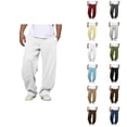 thumbnail image 1 of Sweatpants for Men 2025 Fall Winter Elastic Waist Drawstring Plain Baggy Pants Casual Trousers with Pockets, 1 of 8