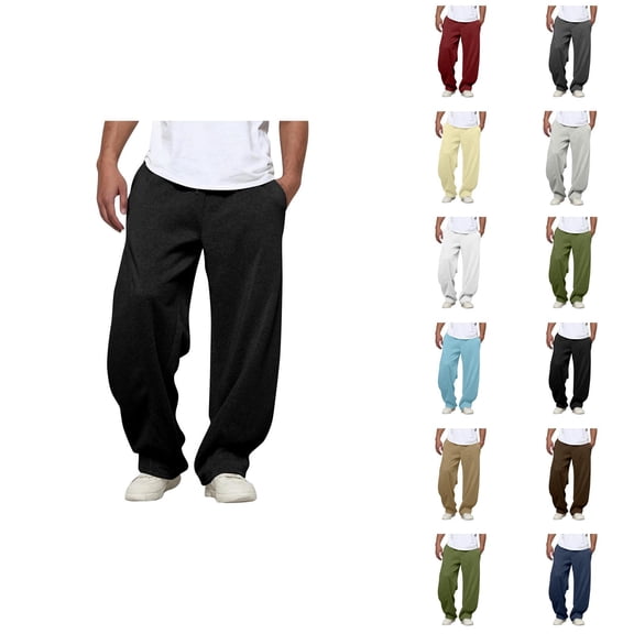 Sweatpants for Men 2025 Fall Winter Elastic Waist Drawstring Plain Baggy Pants Casual Trousers with Pockets