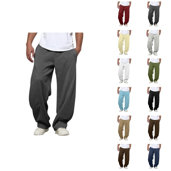 Sweatpants for Men 2025 Fall Winter Elastic Waist Drawstring Plain Baggy Pants Casual Trousers with Pockets