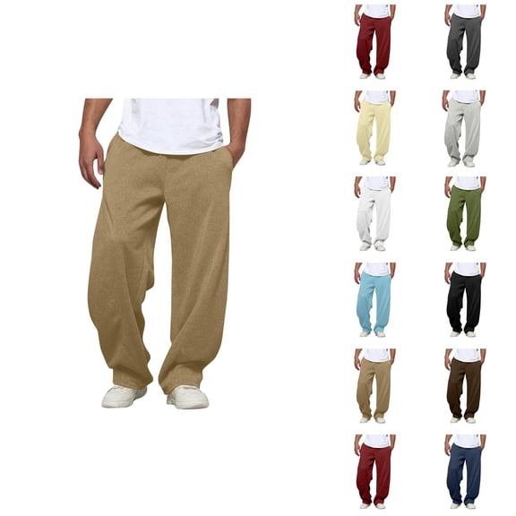 Sweatpants for Men 2025 Fall Winter Elastic Waist Drawstring Plain Baggy Pants Casual Trousers with Pockets