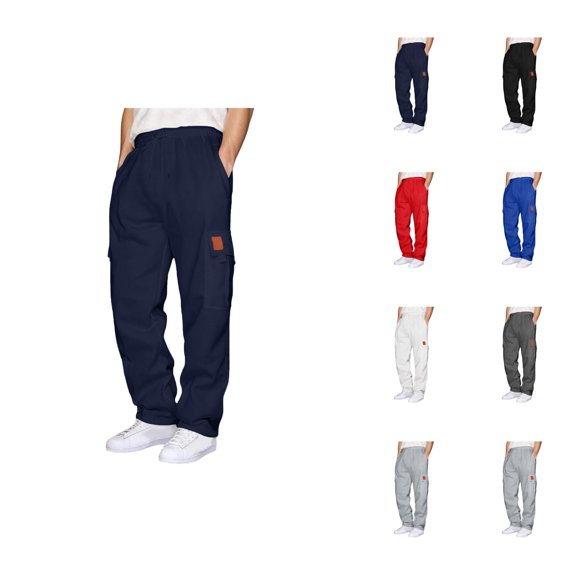 Sweatpants for Men 2025 Fall Winter Straight Leg Drawstring Cargo Joggers with Pockets Mens Casual Pants Trousers