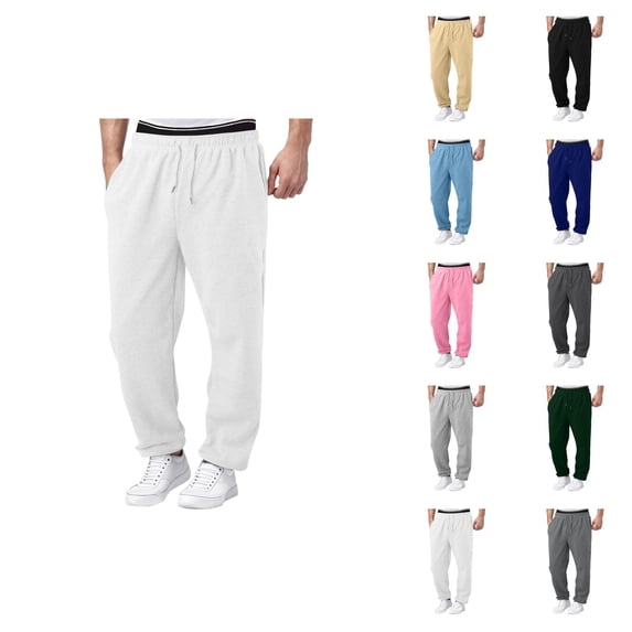 Sweatpants for Men 2025 Fall Winter Straight Leg Wide Leg Joggers with Pockets Mens Casual Pants Trousers