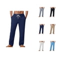 thumbnail image 1 of Sweatpants for Men 2025 Linen Breathable Straight Leg Loose Drawstring Joggers with Pockets Mens Casual Pants Trousers, 1 of 5