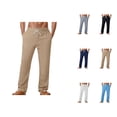 thumbnail image 1 of Sweatpants for Men 2025 Linen Breathable Straight Leg Loose Drawstring Joggers with Pockets Mens Casual Pants Trousers, 1 of 5