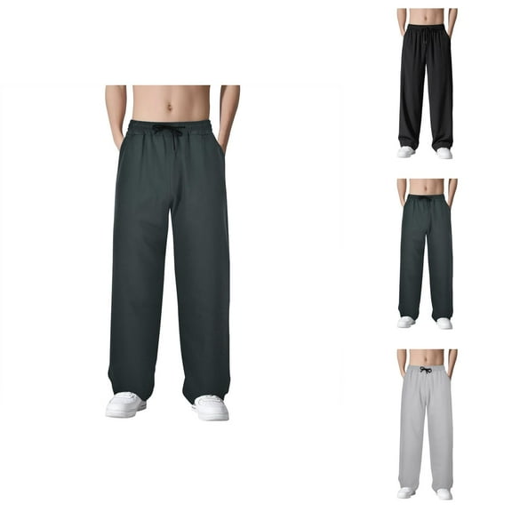 Sweatpants for Men 2025 Loose Fit Wide Straight Leg Drawstring Joggers with Pockets Mens Casual Pants Trousers