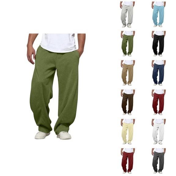 Sweatpants for Men 2025 Solid Color Elastic Waist Drawstring Baggy Pants with Pockets Casual Trousers