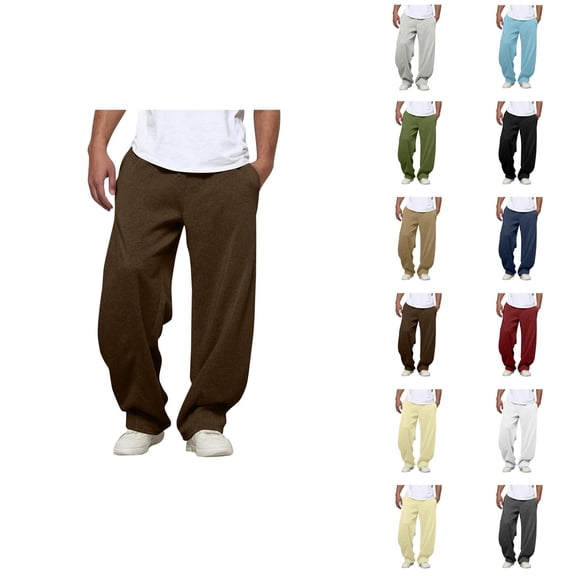 Sweatpants for Men 2025 Solid Color Elastic Waist Drawstring Baggy Pants with Pockets Casual Trousers