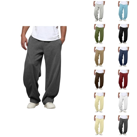 Sweatpants for Men 2025 Solid Color Elastic Waist Drawstring Baggy Pants with Pockets Casual Trousers