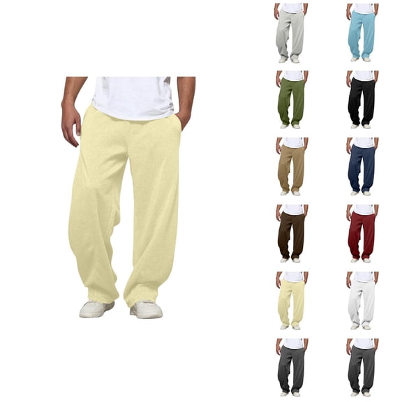 Sweatpants for Men 2025 Solid Color Elastic Waist Drawstring Baggy Pants with Pockets Casual Trousers